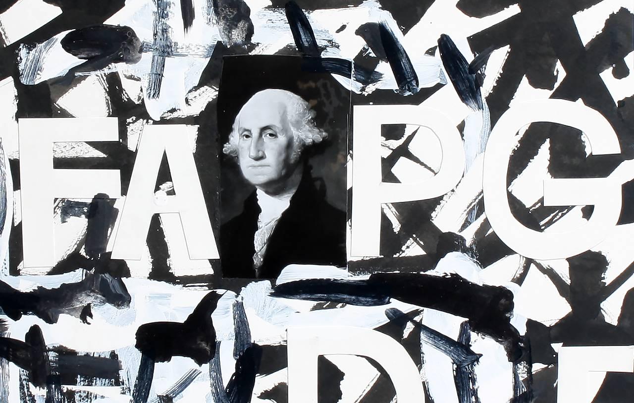 George Washington with Letters - Painting by Richard Huntington