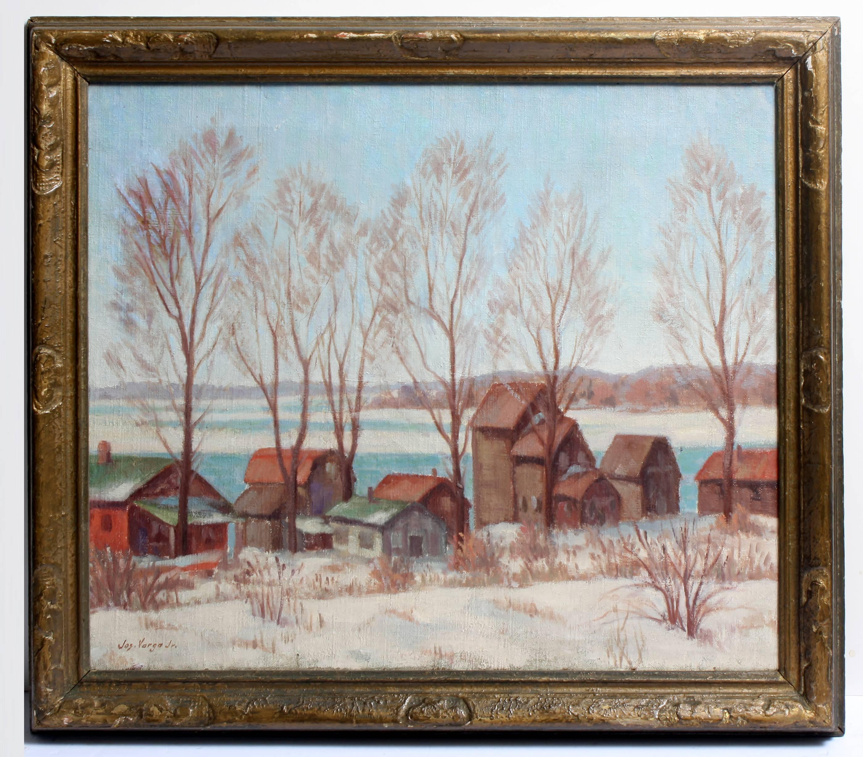 Joseph Varga Landscape Painting - Lake Erie in Winter