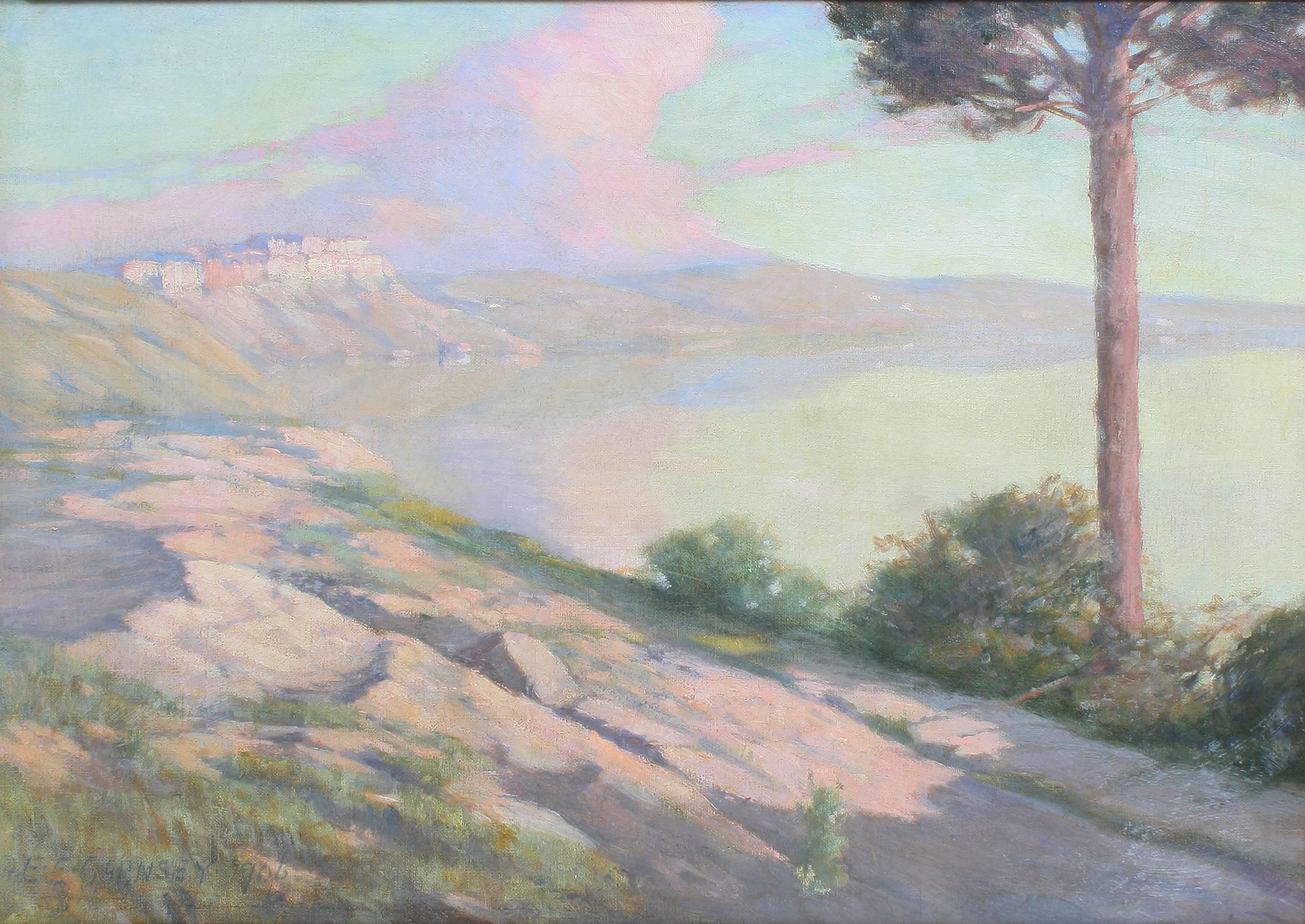 The Coast of Capri 1906 - American Impressionist Painting by Elmer E. Garnset