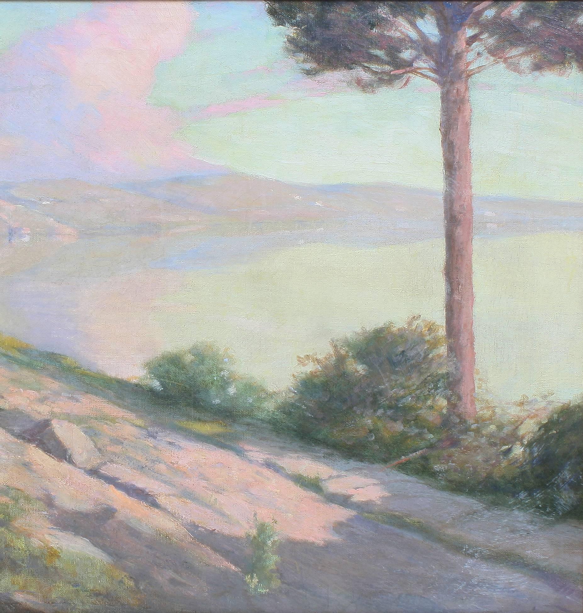 The Coast of Capri 1906 - Gray Landscape Painting by Elmer E. Garnset