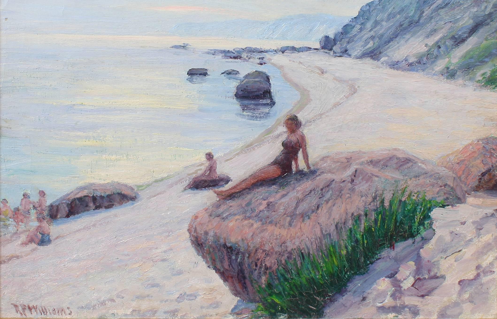 Sunbathing in Montauk - Abstract Impressionist Painting by Robert Francis Williams