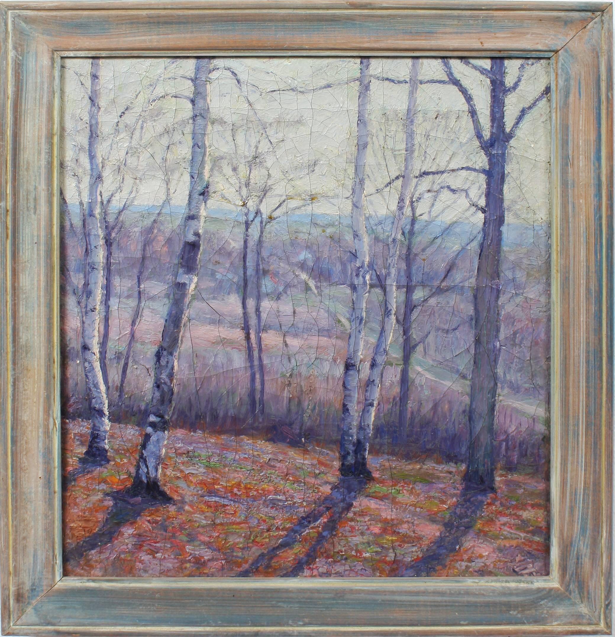 Robert Francis Williams Landscape Painting - Impressionist Fall Landscape of Birch Trees
