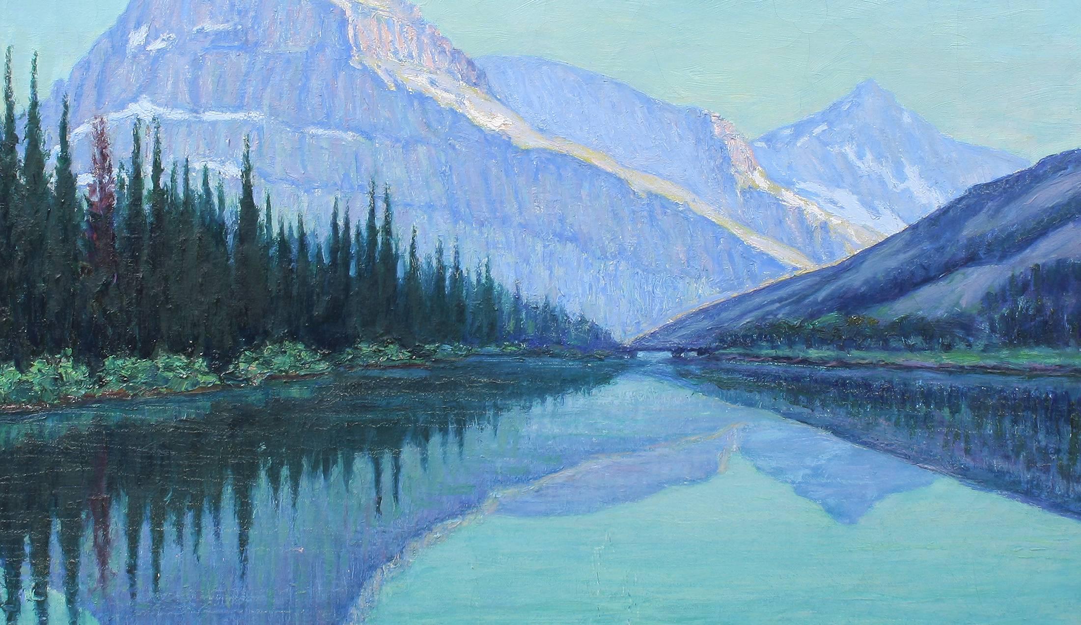 Glacier National Park Winter Landscape - Blue Landscape Painting by Robert Francis Williams