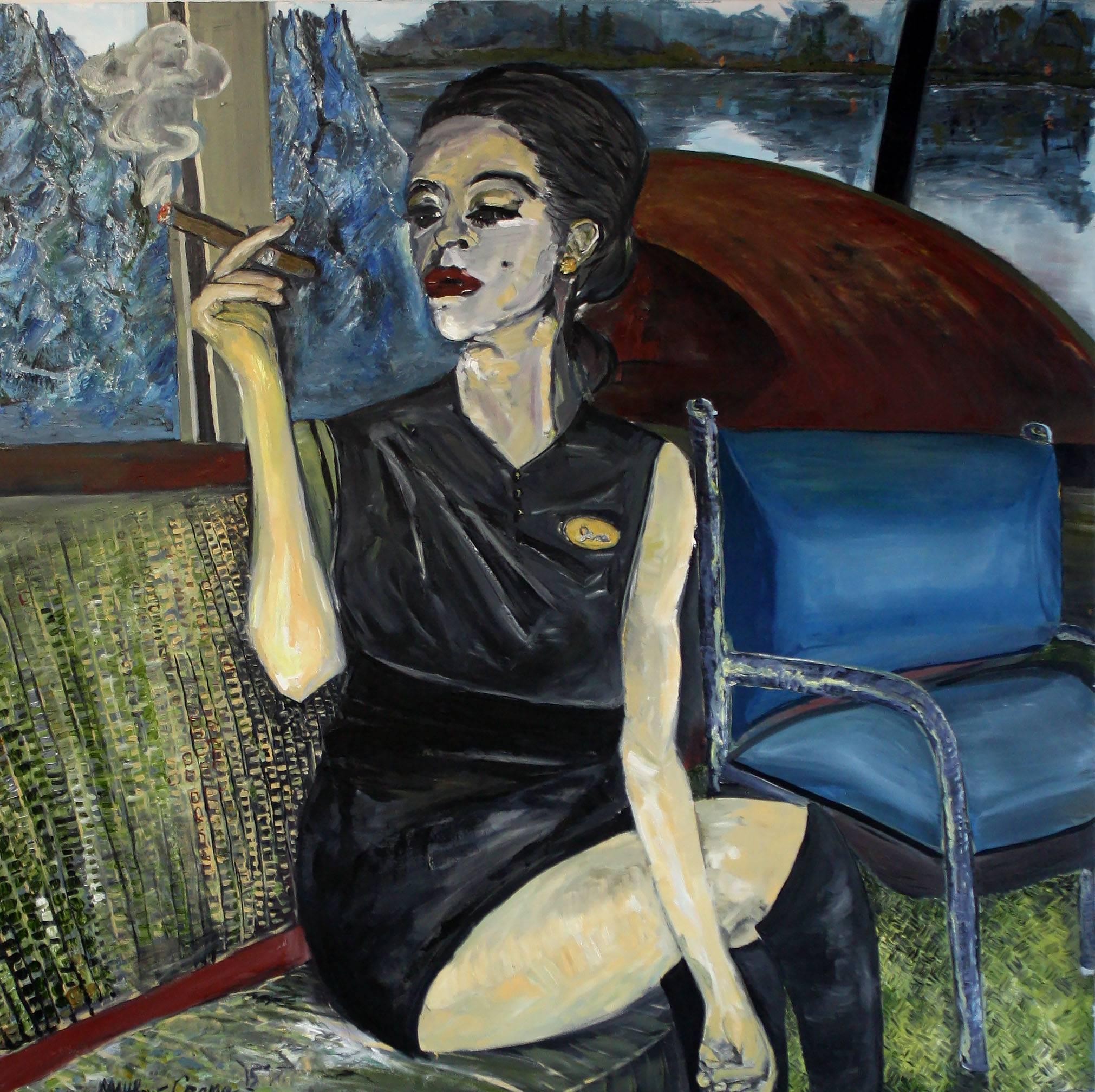 Matthew Crane Portrait Painting - Liza-Jane (Girl Smoking)