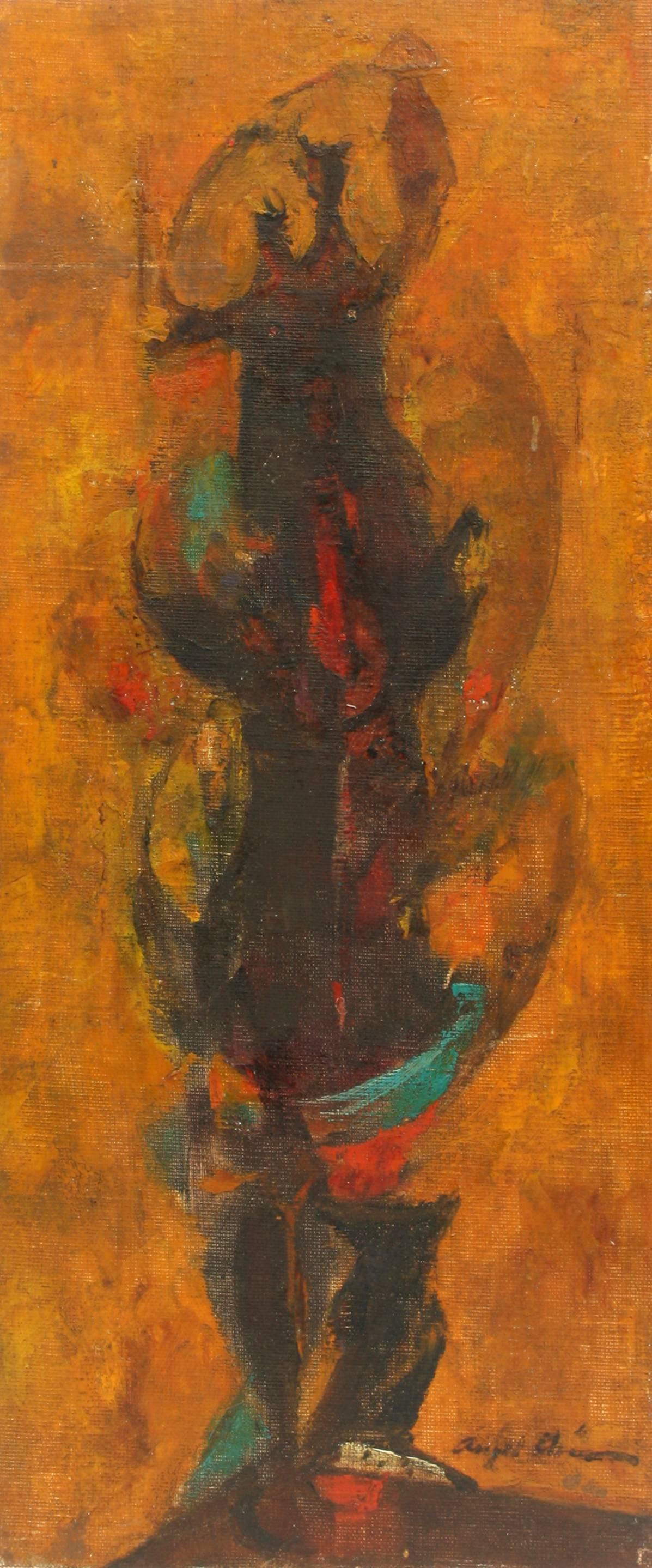 Unknown Abstract Painting - Abstract in Orange