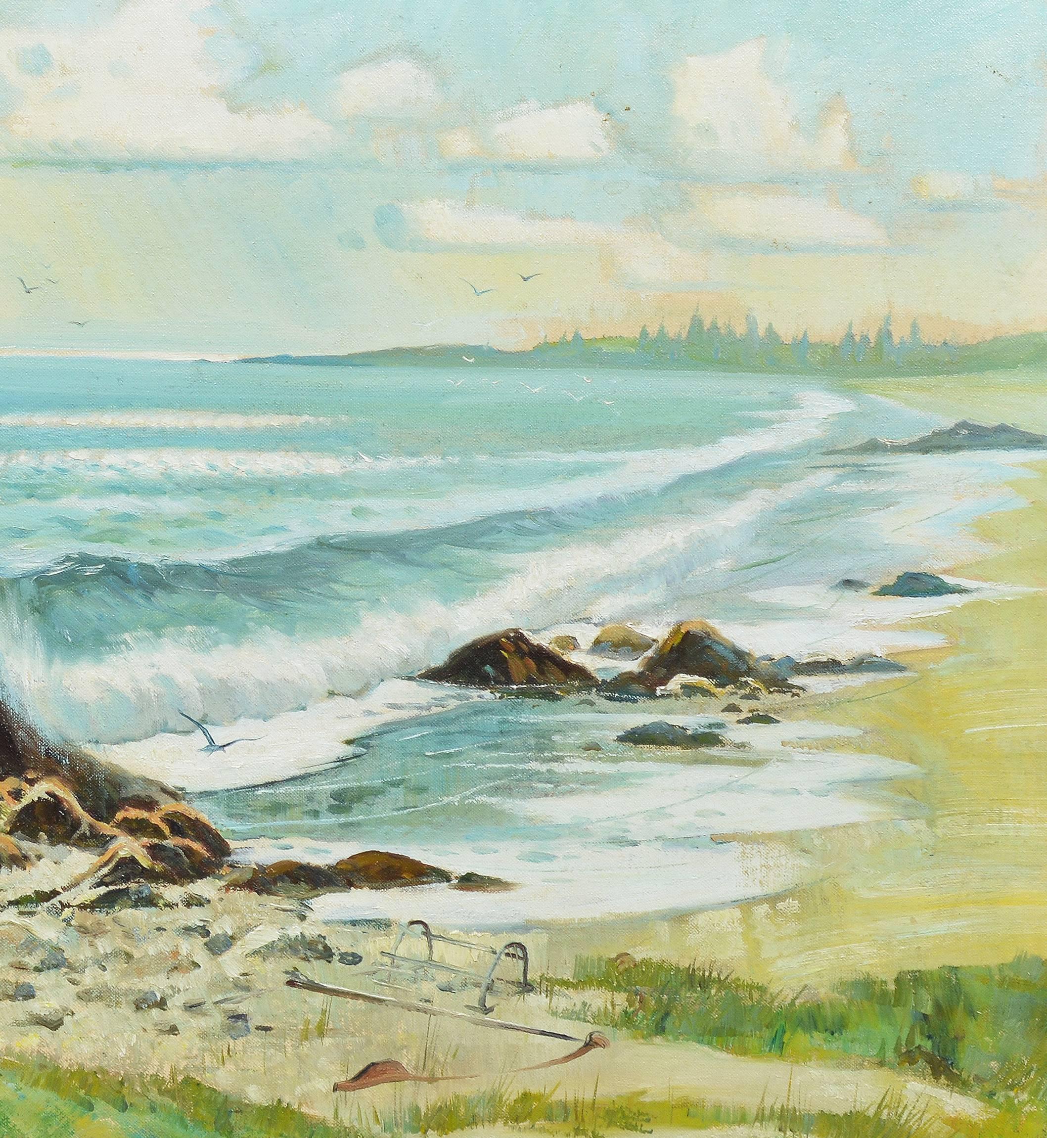 Waves Crashing at Nova Scotia - Impressionist Painting by Joseph Purcell