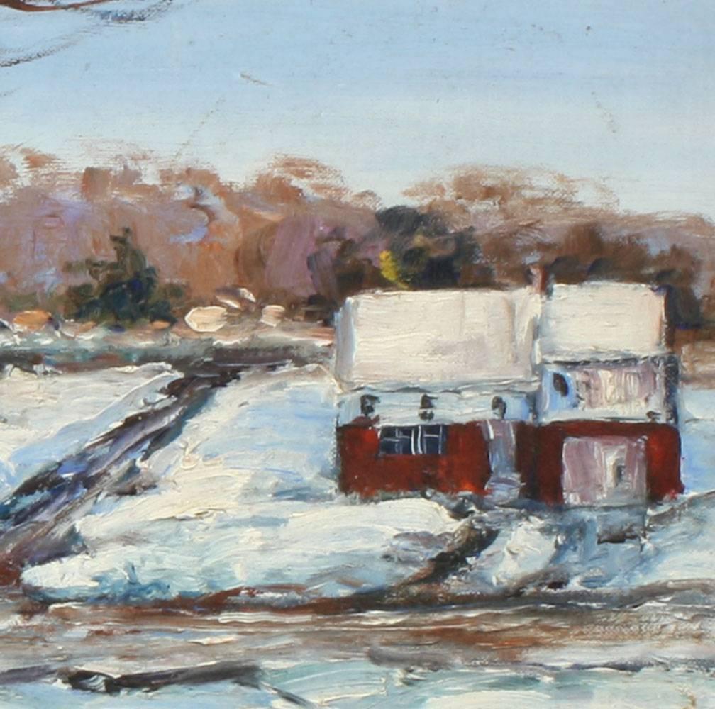 Snowscene der amerikanischen Moderne – Painting von Unknown