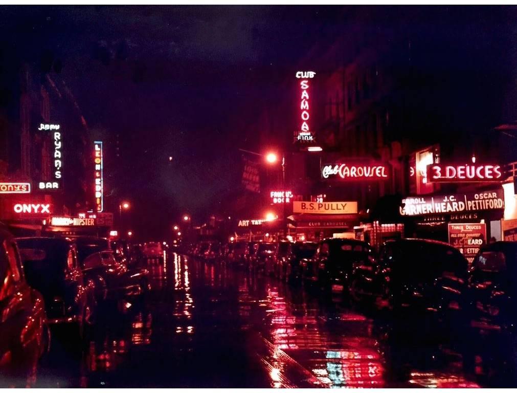 William Gottlieb Color Photograph - Automobiles Parked on a Rainy Night on 52nd Street, New York City