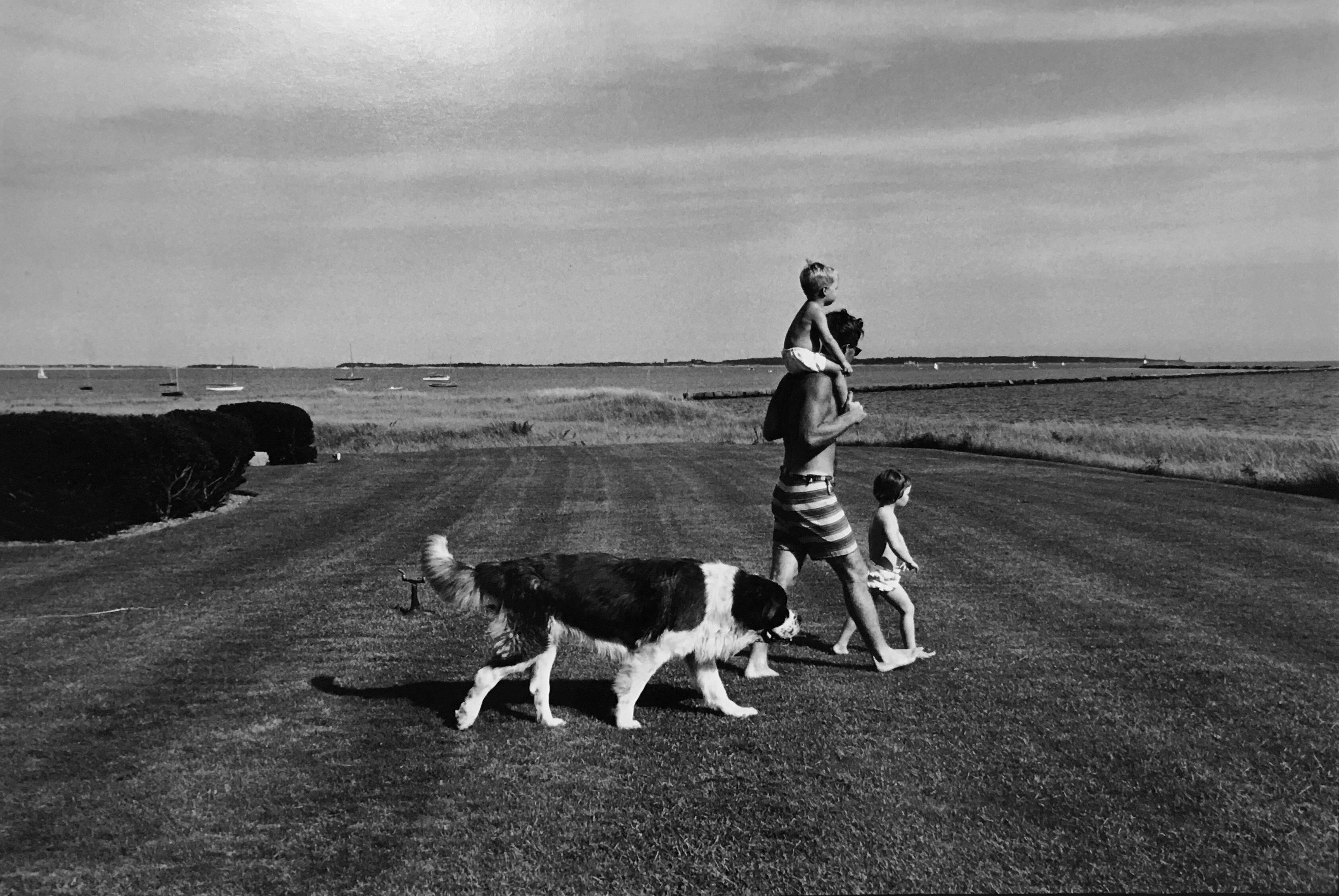 Jacques Lowe Black and White Photograph - Hyannis Port Summer, Bobby, Michael, Courtney and dog Brumus