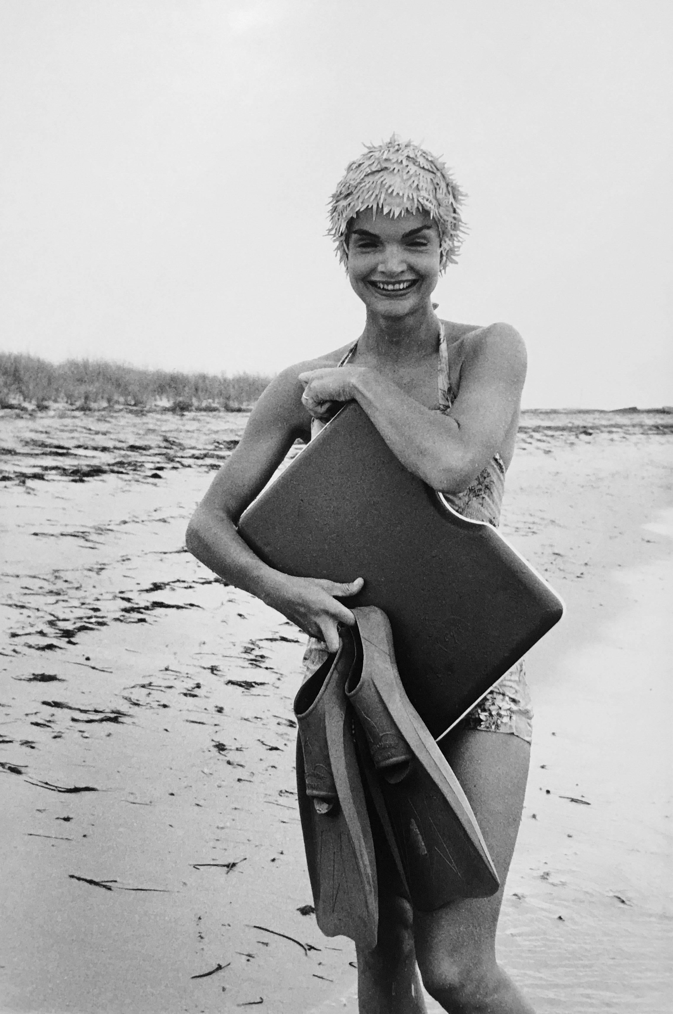 Jacques Lowe Black and White Photograph - Bathing Suit with Fins, Hyannis Port