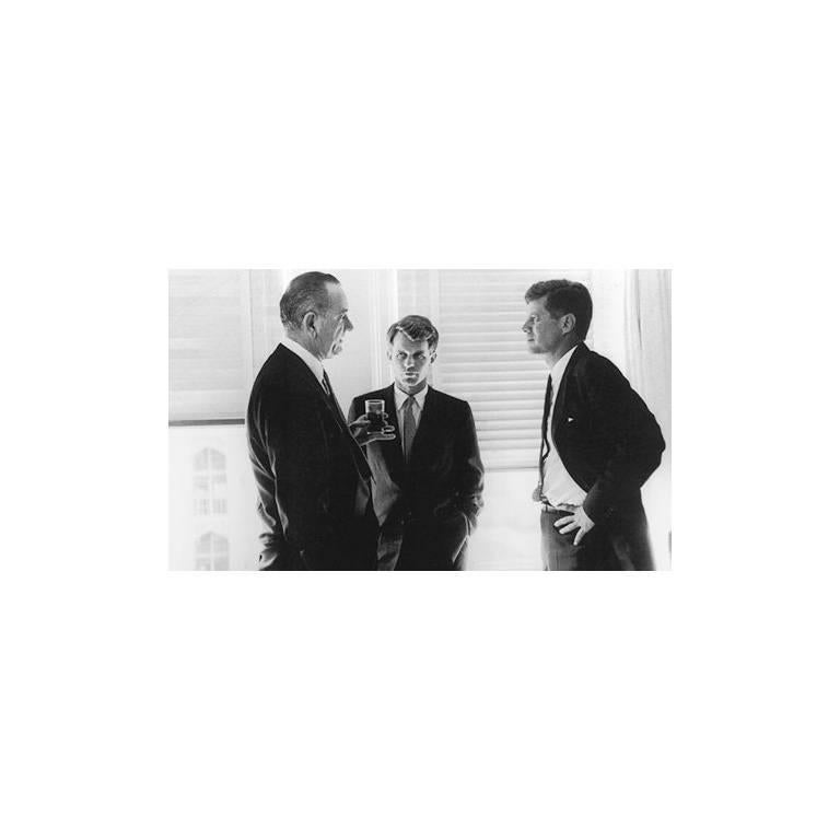 Jacques Lowe Black and White Photograph - Lyndon B. Johnson, Robert F. Kennedy & John F. Kennedy. The Biltmore Hotel, Los 