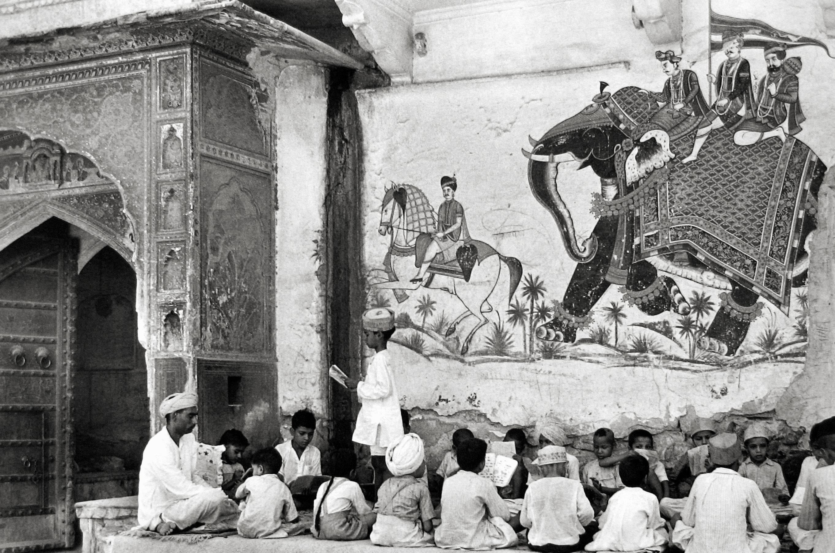 Henri Cartier-Bresson Black and White Photograph - Pavement School, Jaipur, India