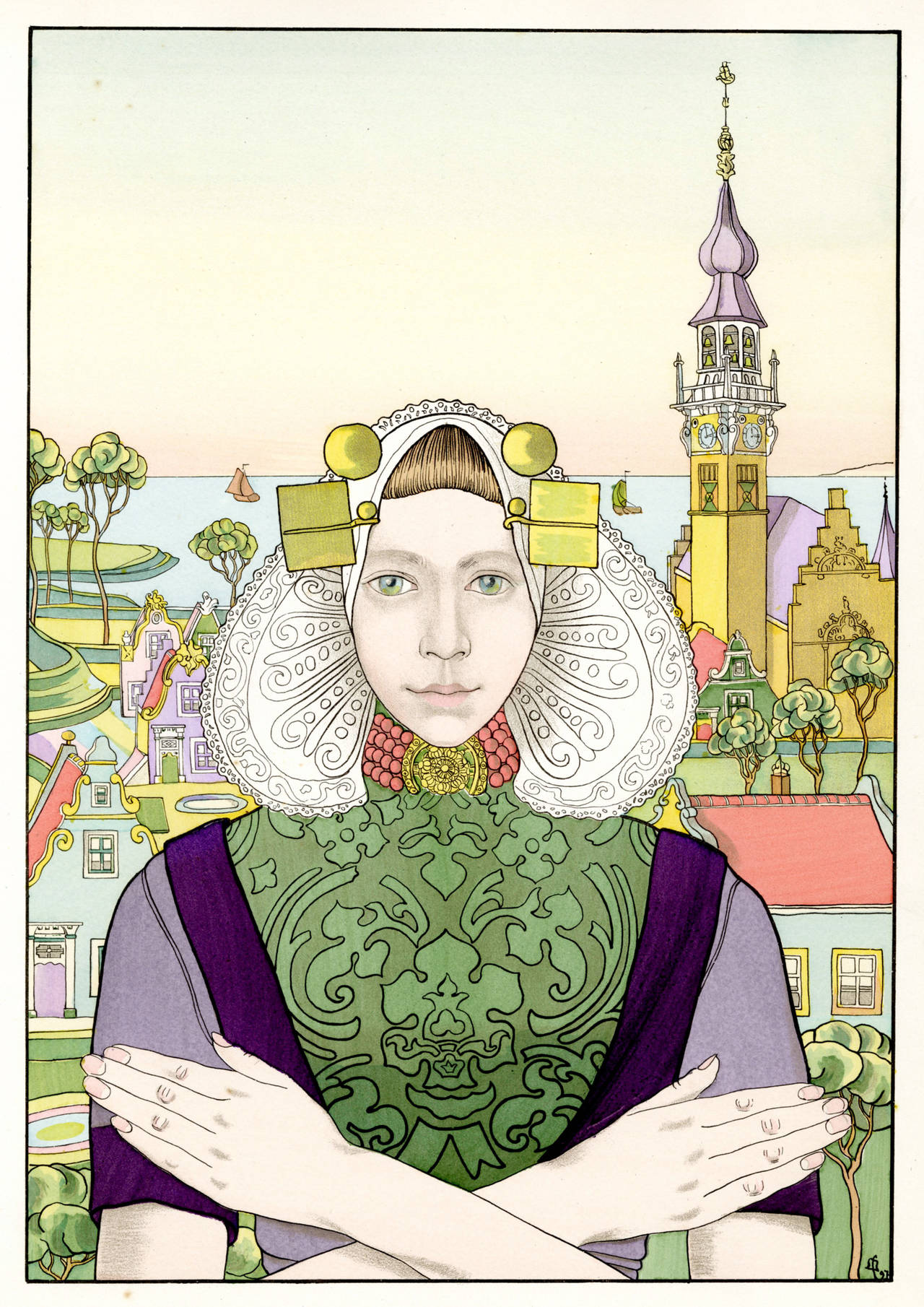 Franz M Melchers Portrait Print - La Phalene des iles de la mer