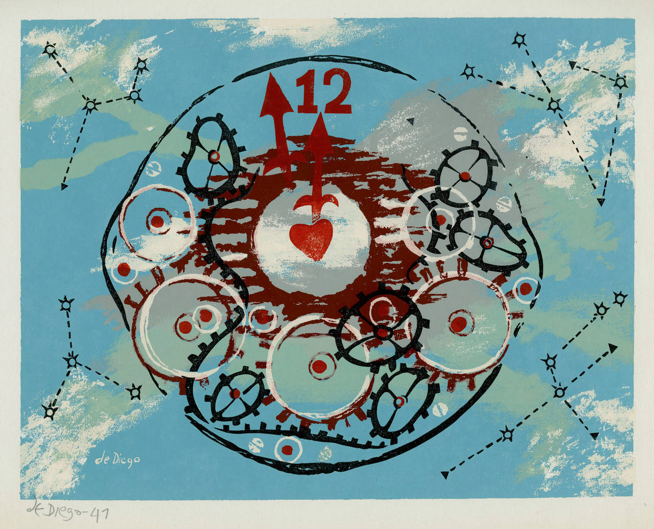 Julio de Diego Abstract Print - "Love That Makes the World Go Round"
