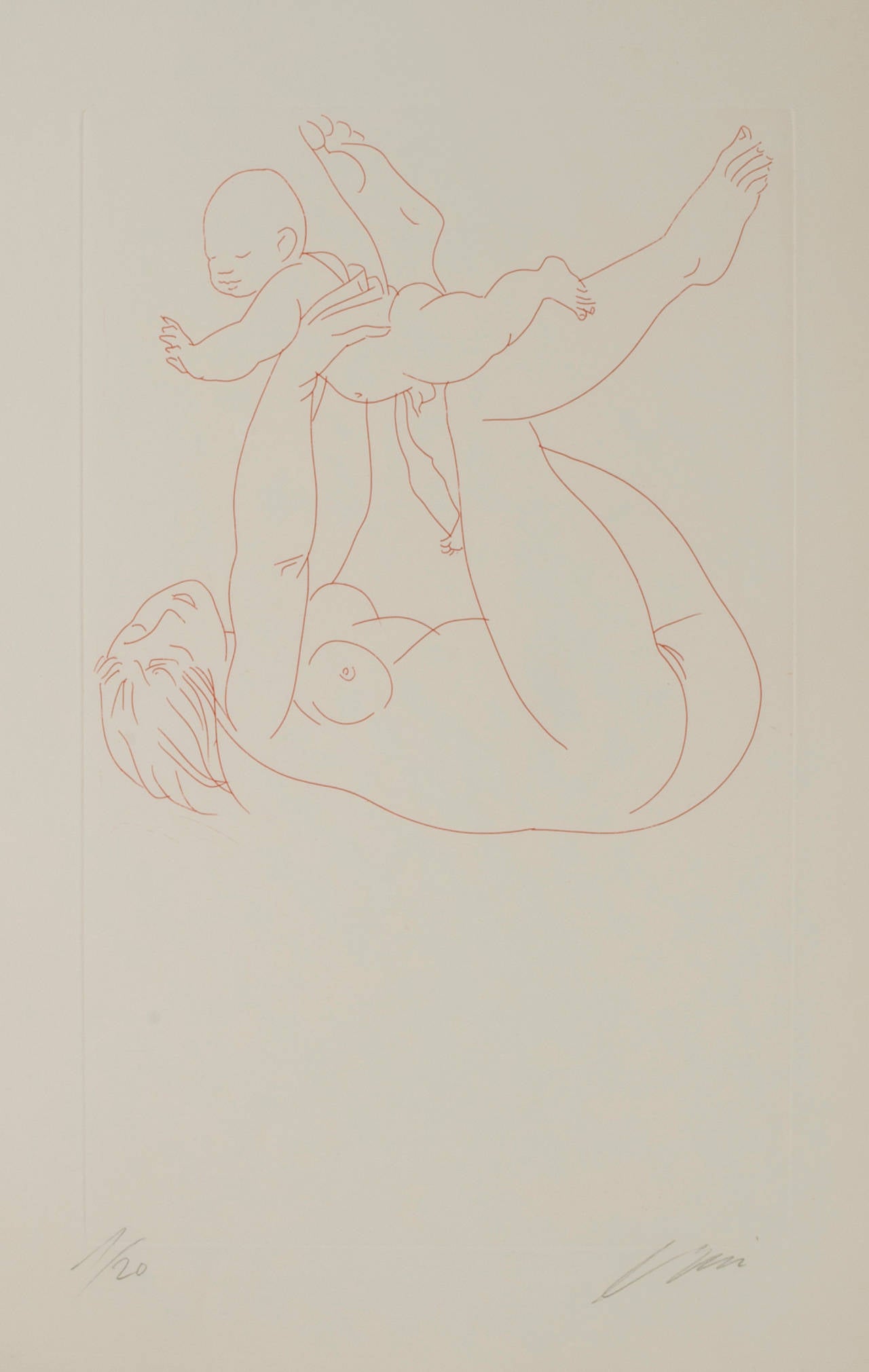 Hans Erni Figurative Print – Mutter- und Kind