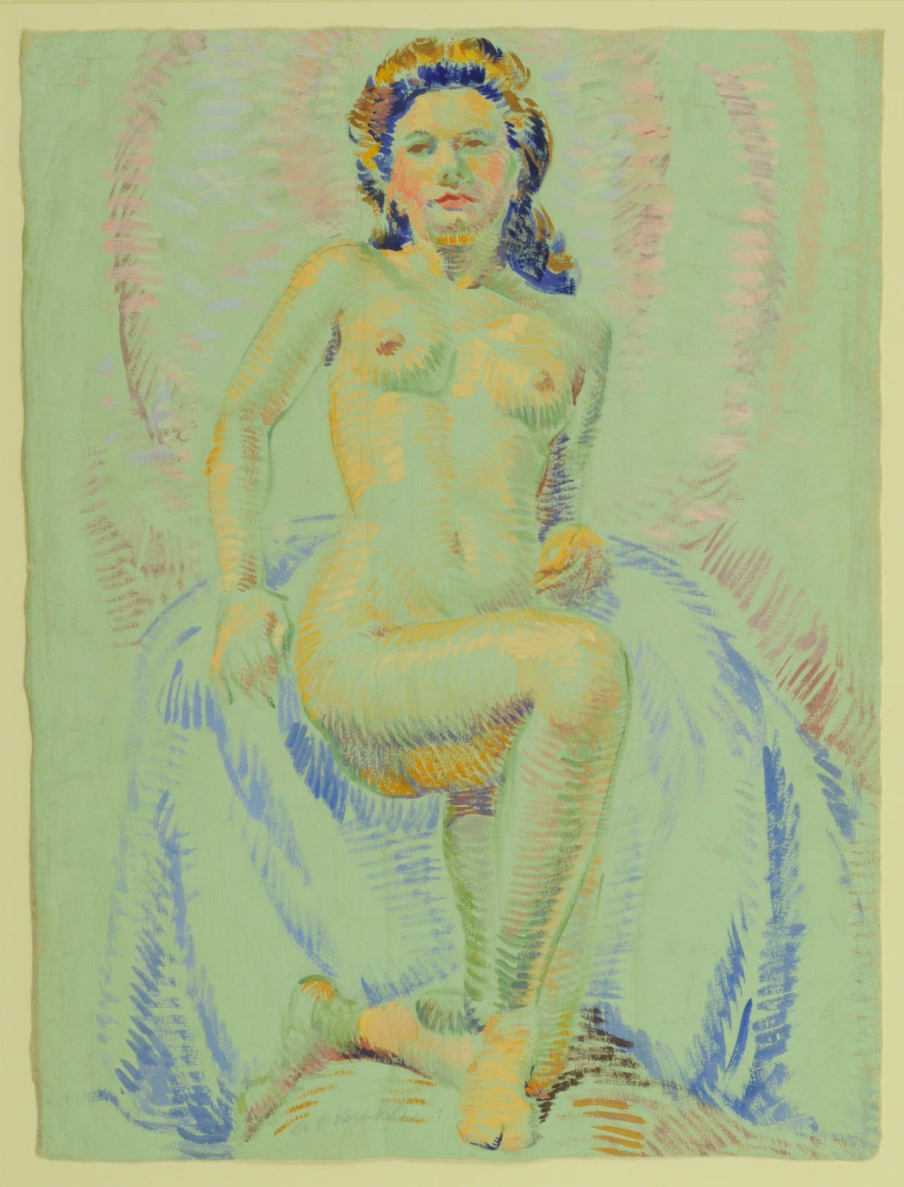 Seated Nude - Art by August F. Biehle