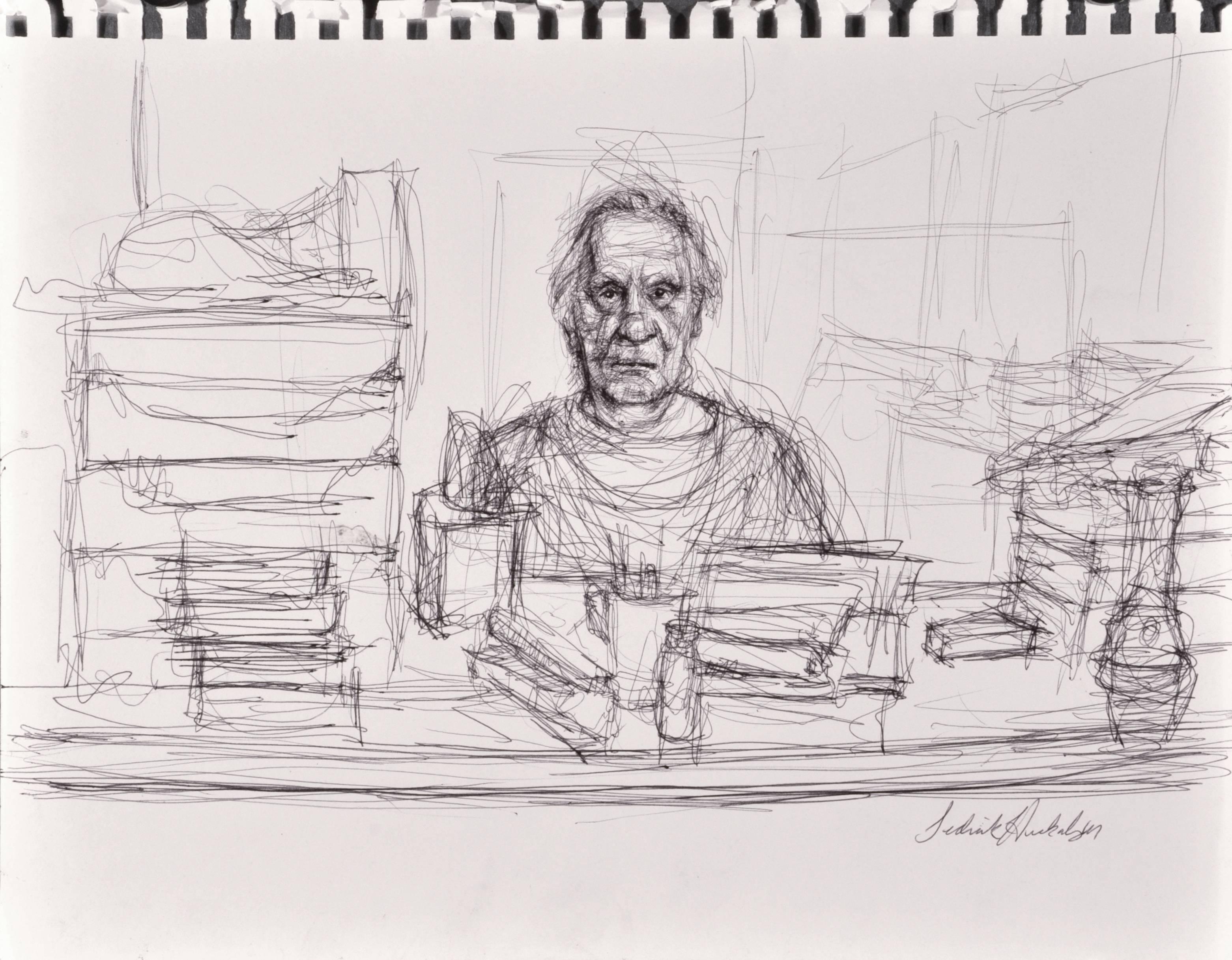 Sedrick Huckaby Portrait - Untitled (Man at Desk)