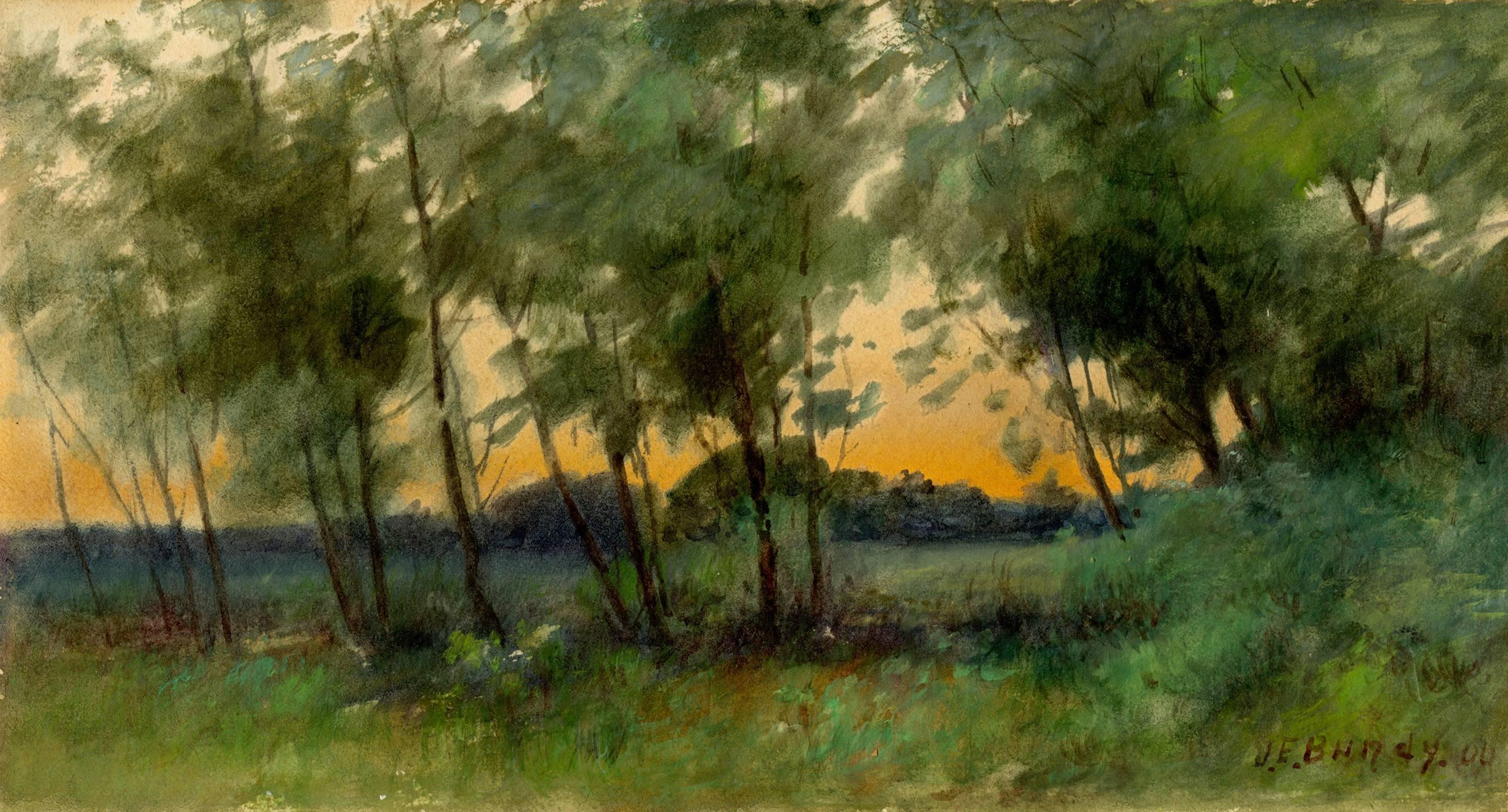 John Elwood Bundy Landscape Art - Untitled (Spring Sunset)