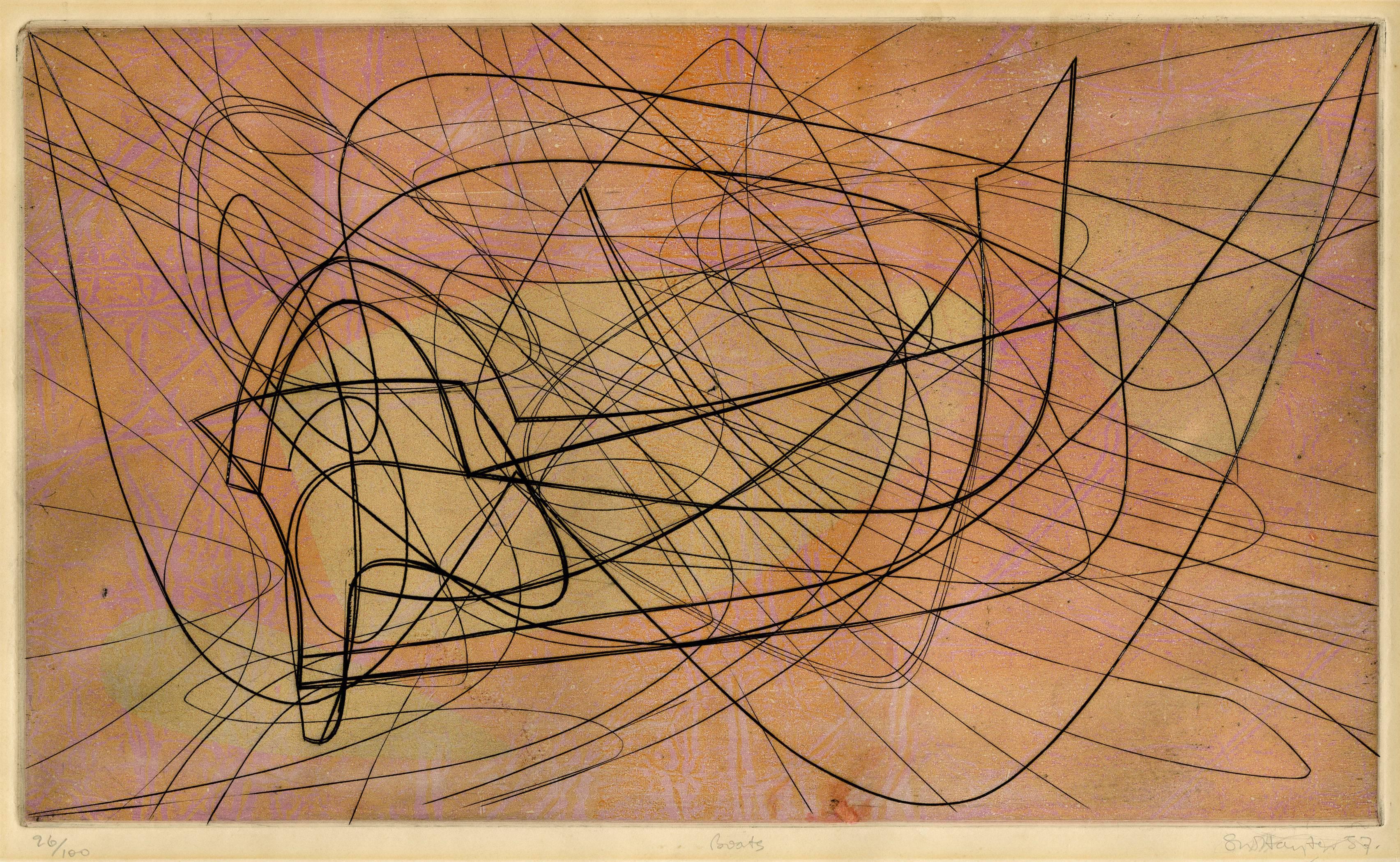 Stanley William Hayter Abstract Print - About Boats (Boats)
