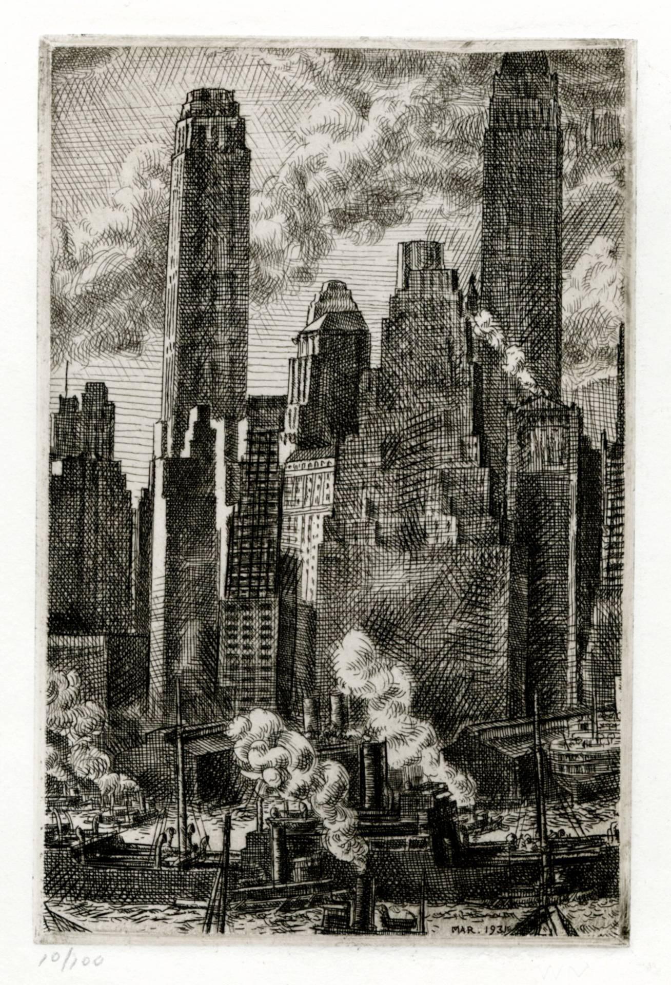 Reginald Marsh Landscape Print - Wall Street