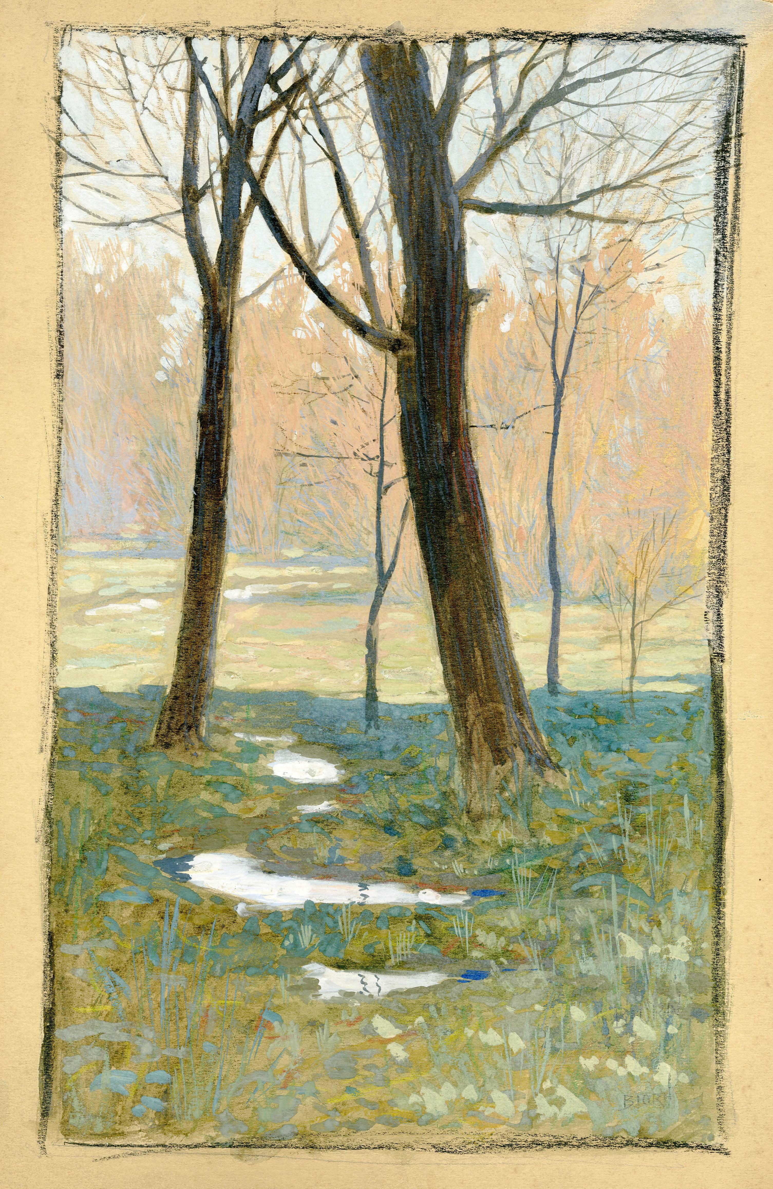 Emil Biorn Landscape Art - Untitled landscape with trees