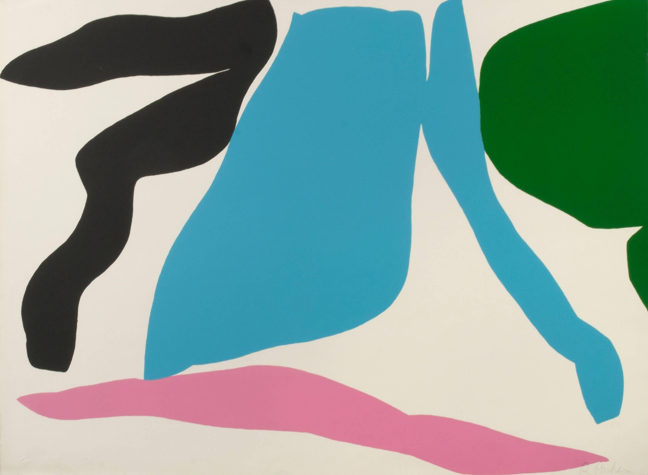 Raymond Parker Abstract Print - Abstraction (Light blue, Pink, Green, Black)