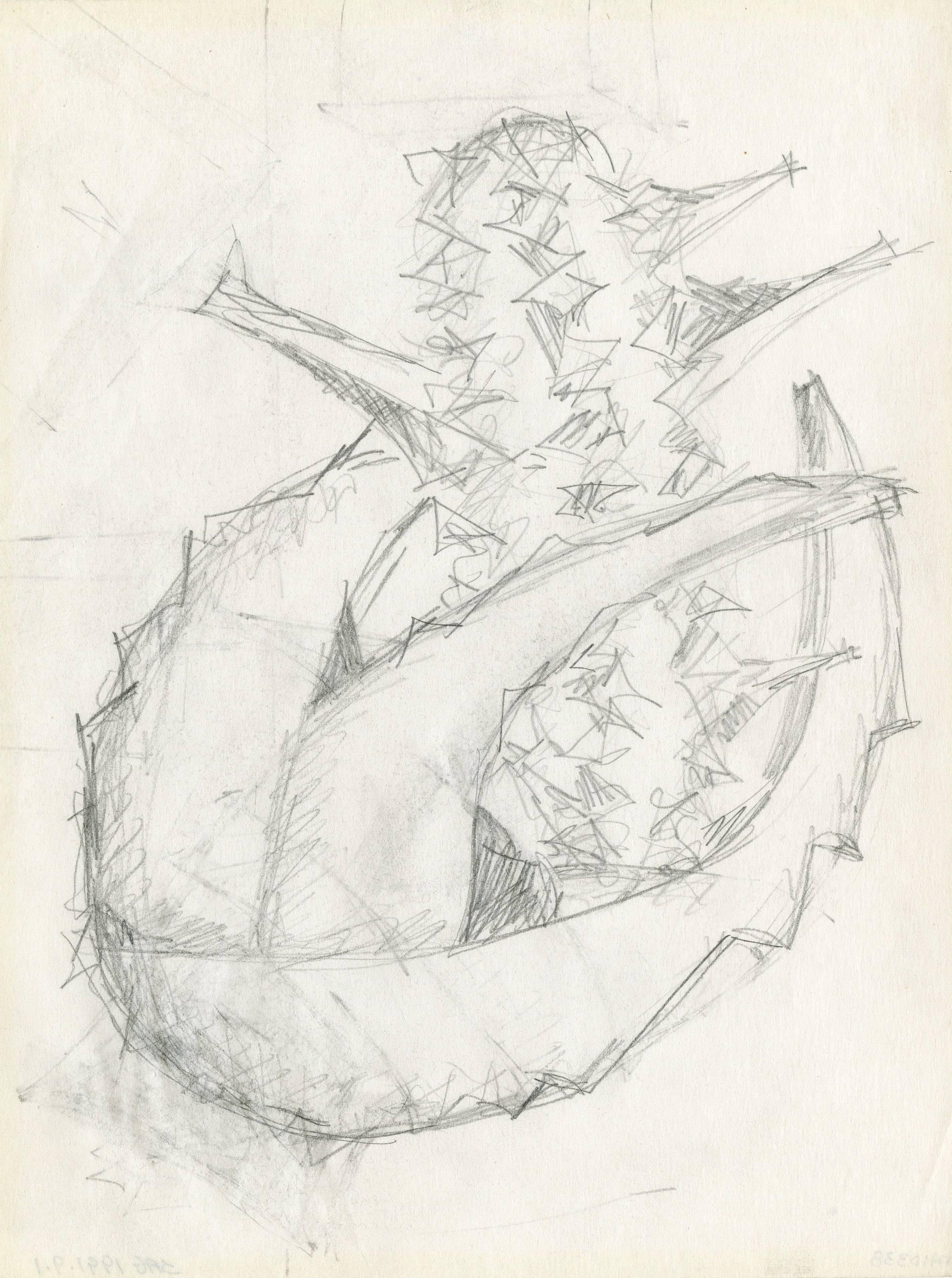 Seymour Lipton Abstract Drawing - Preliminary drawing for a sculpture