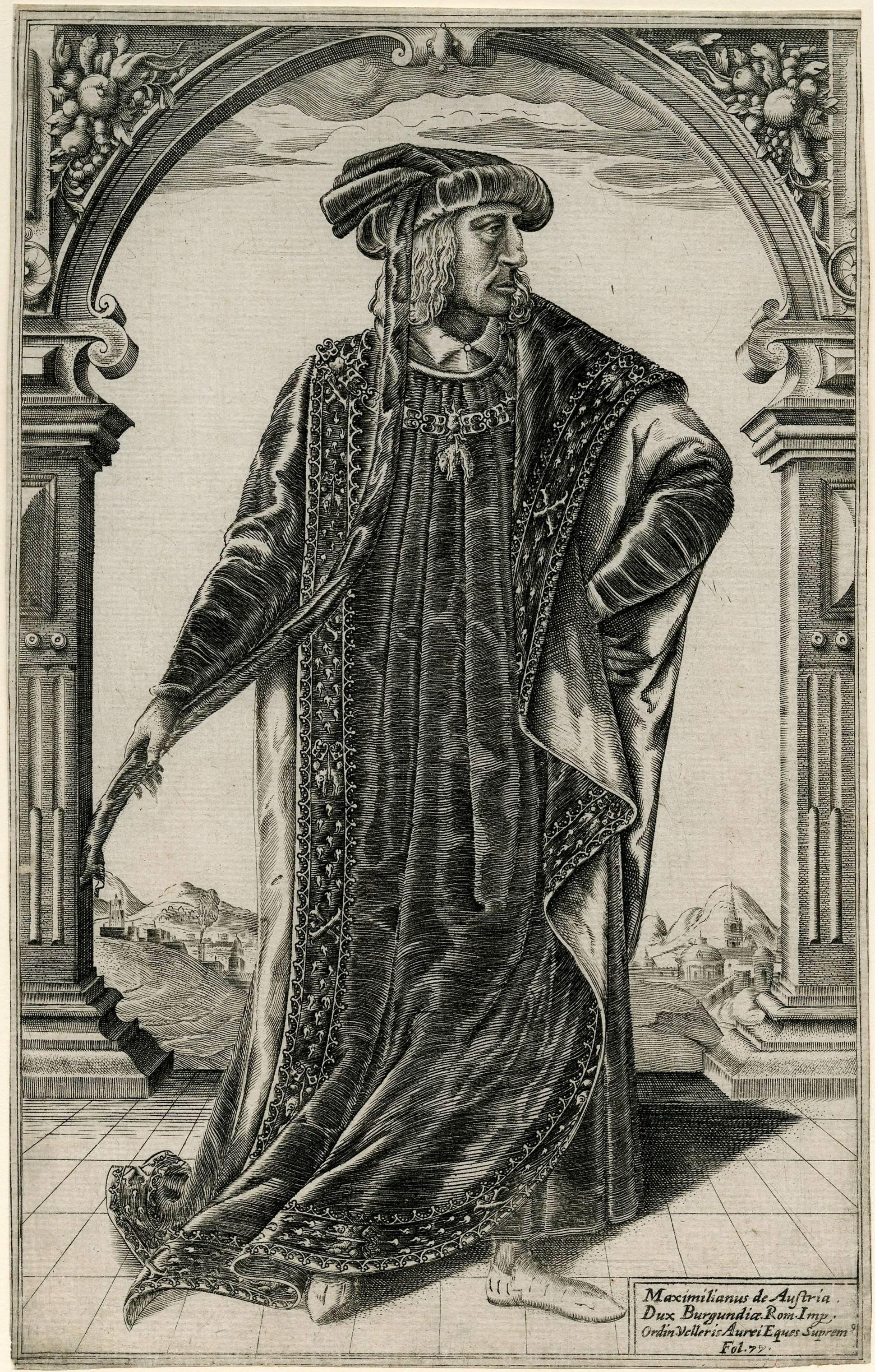 William Rogers (b.1545) Portrait Print - Maximillian I, Holy Roman Emperor