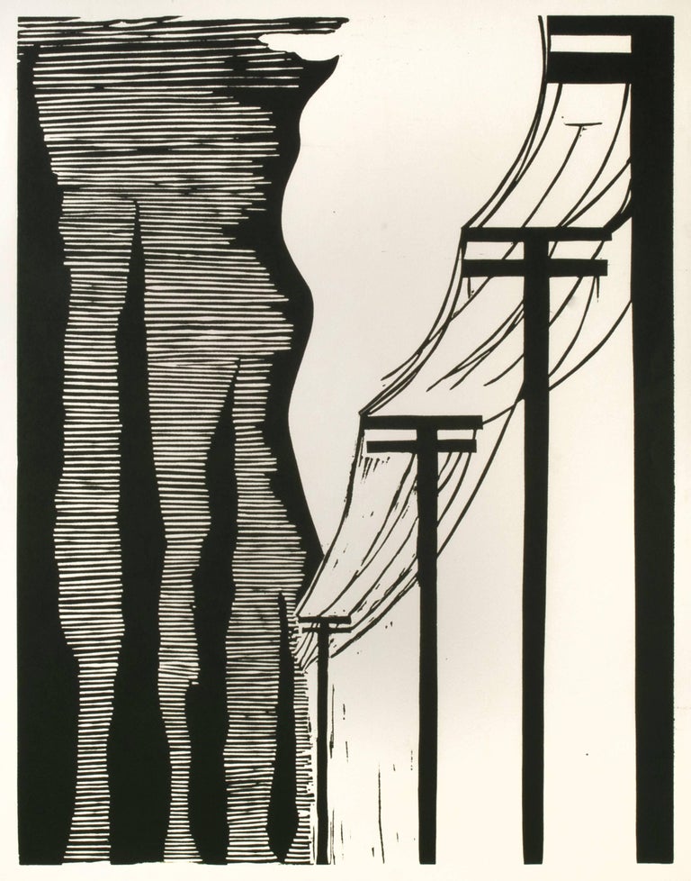 Donald Sultan Landscape Print - Poles and Cypresses
