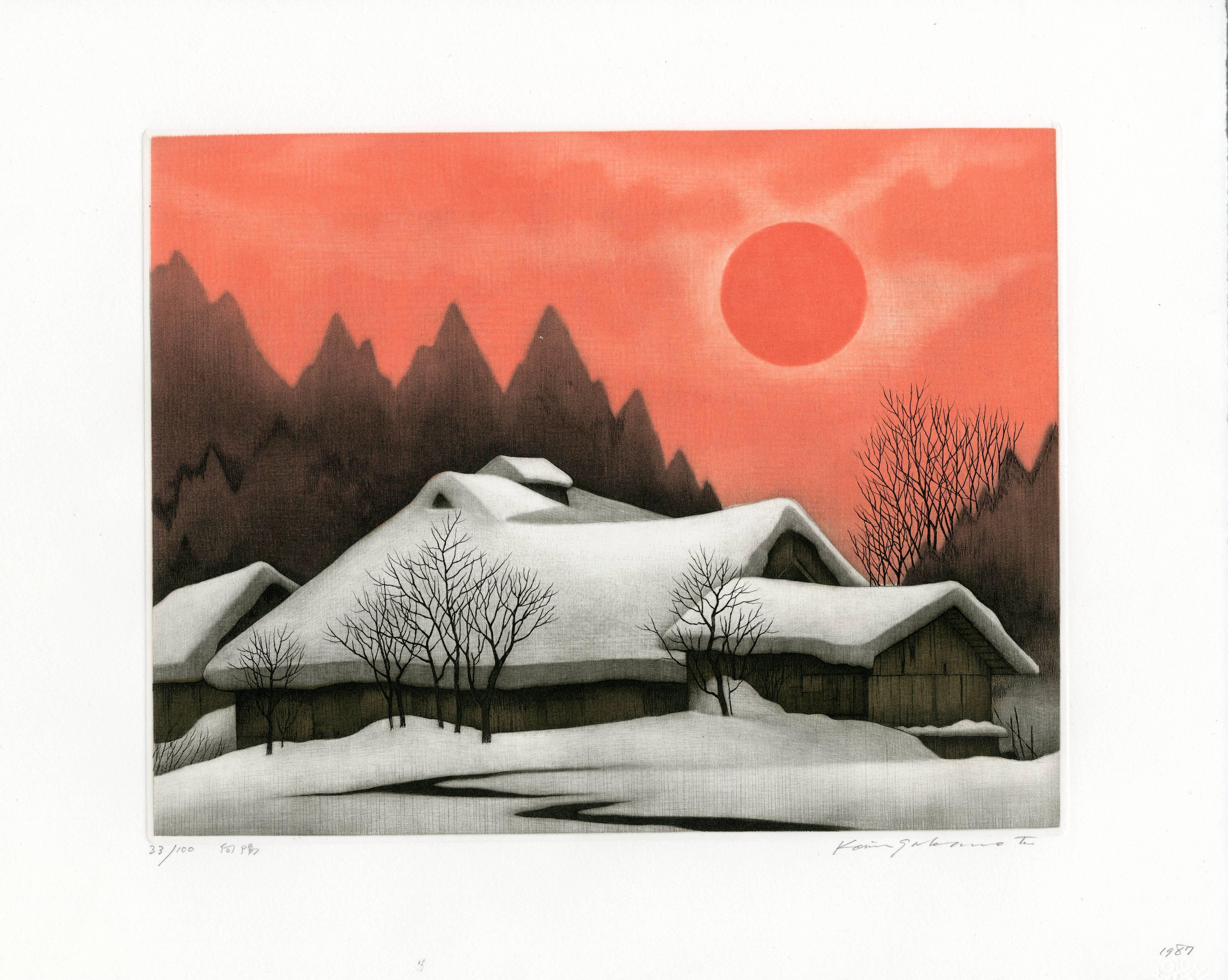 Koichi Sakamoto Landscape Print - Red Sun