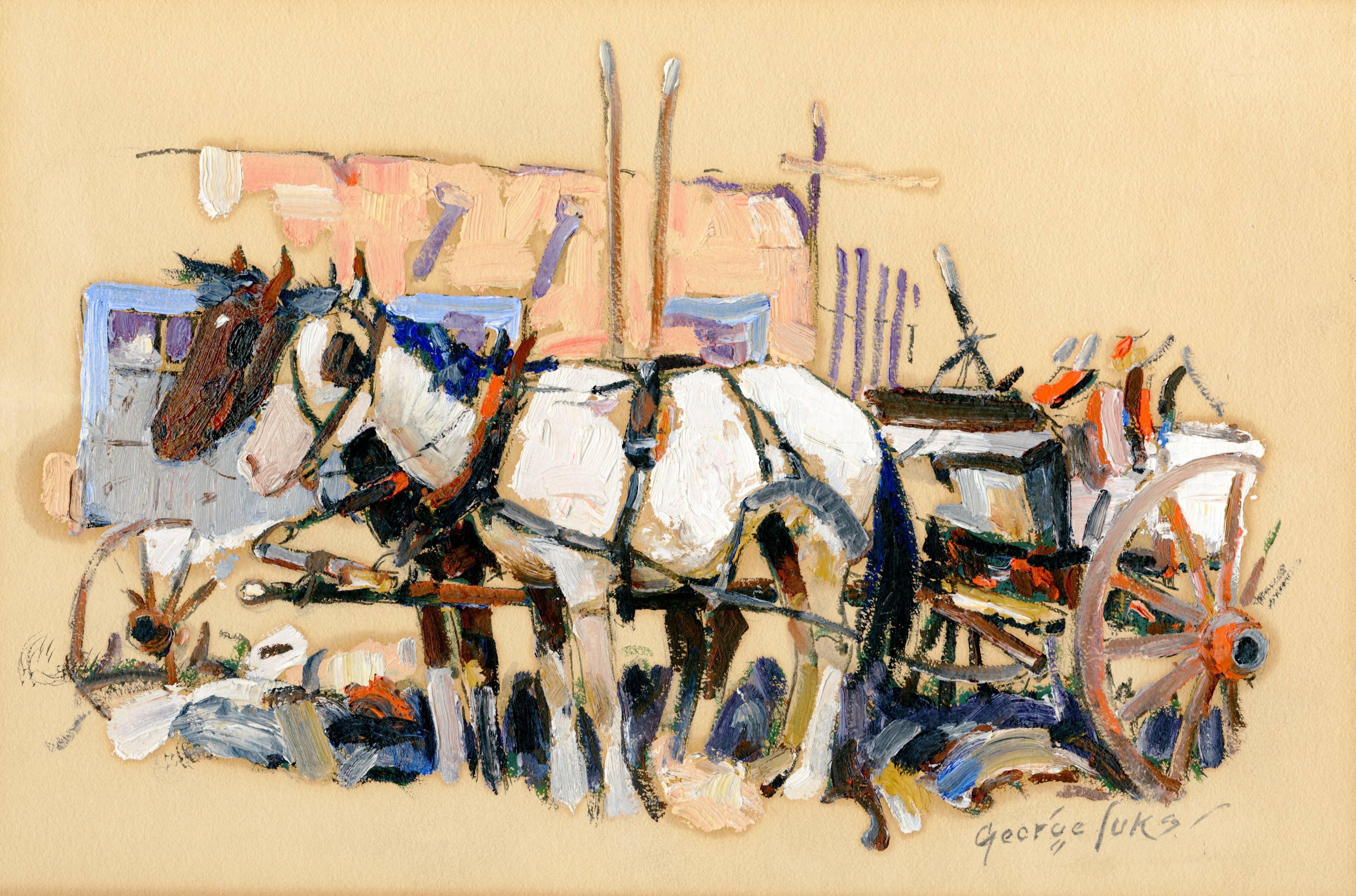 George Luks Animal Painting - Cart and Horse
