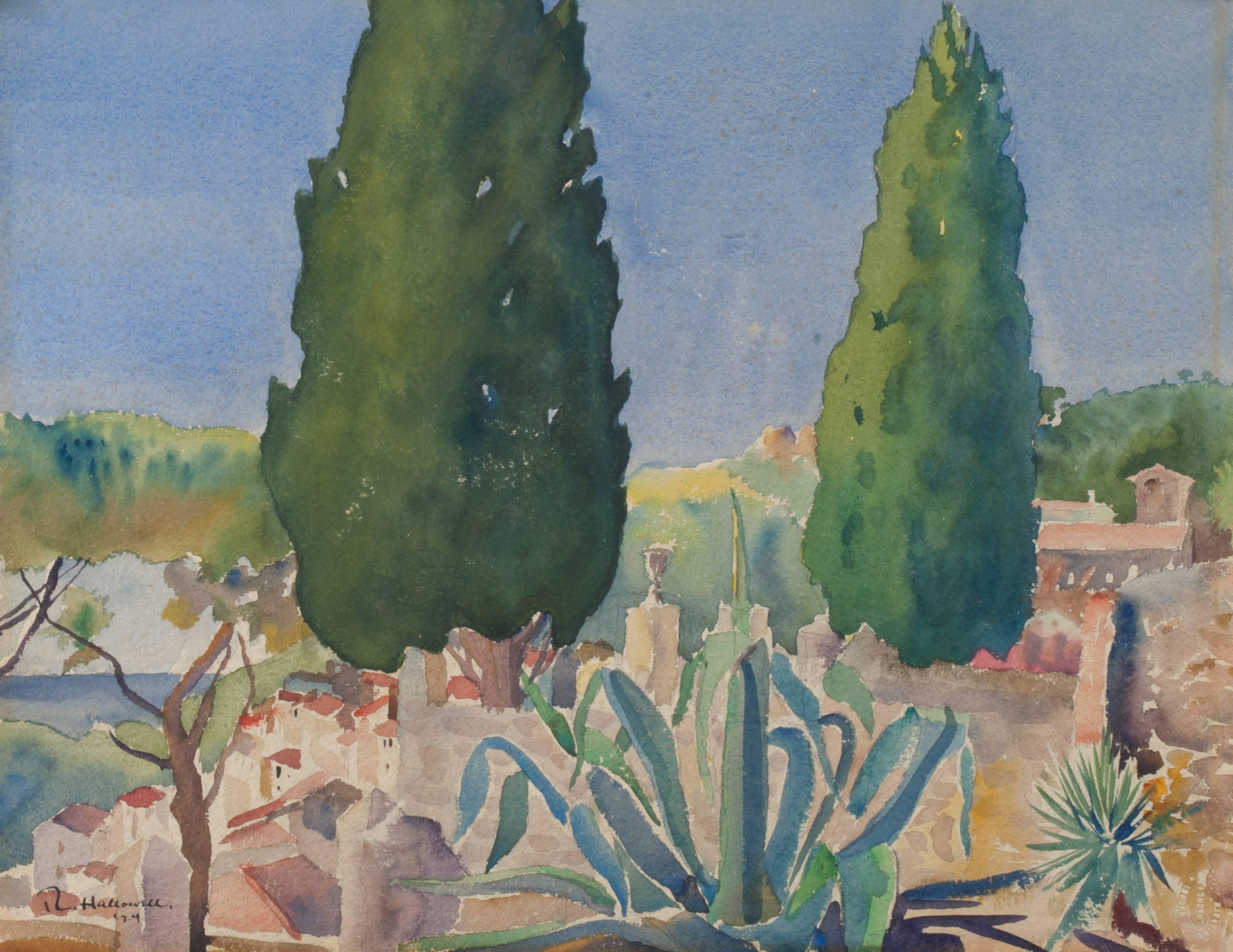 Robert Hallowell Landscape Art - Cypress & Cactus (Bormes)