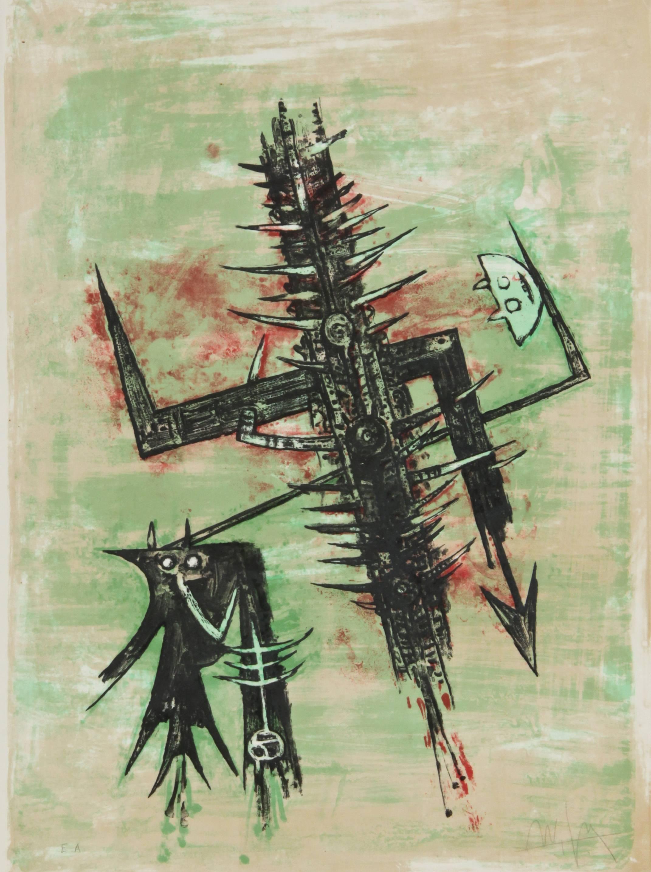 Wifredo Lam Abstract Print - Acide doux (Soft Acid)