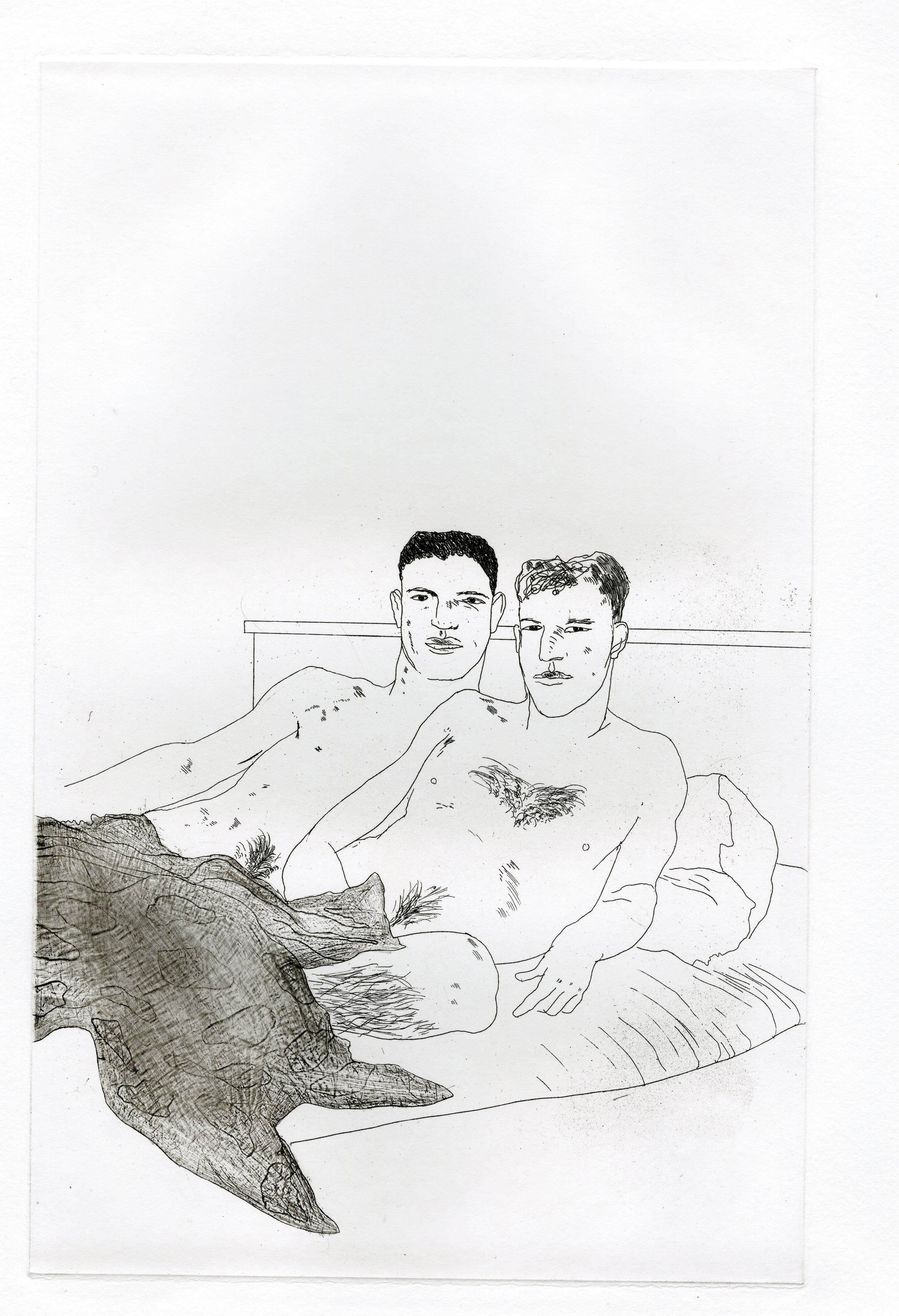 David Hockney Figurative Print - The Beginning