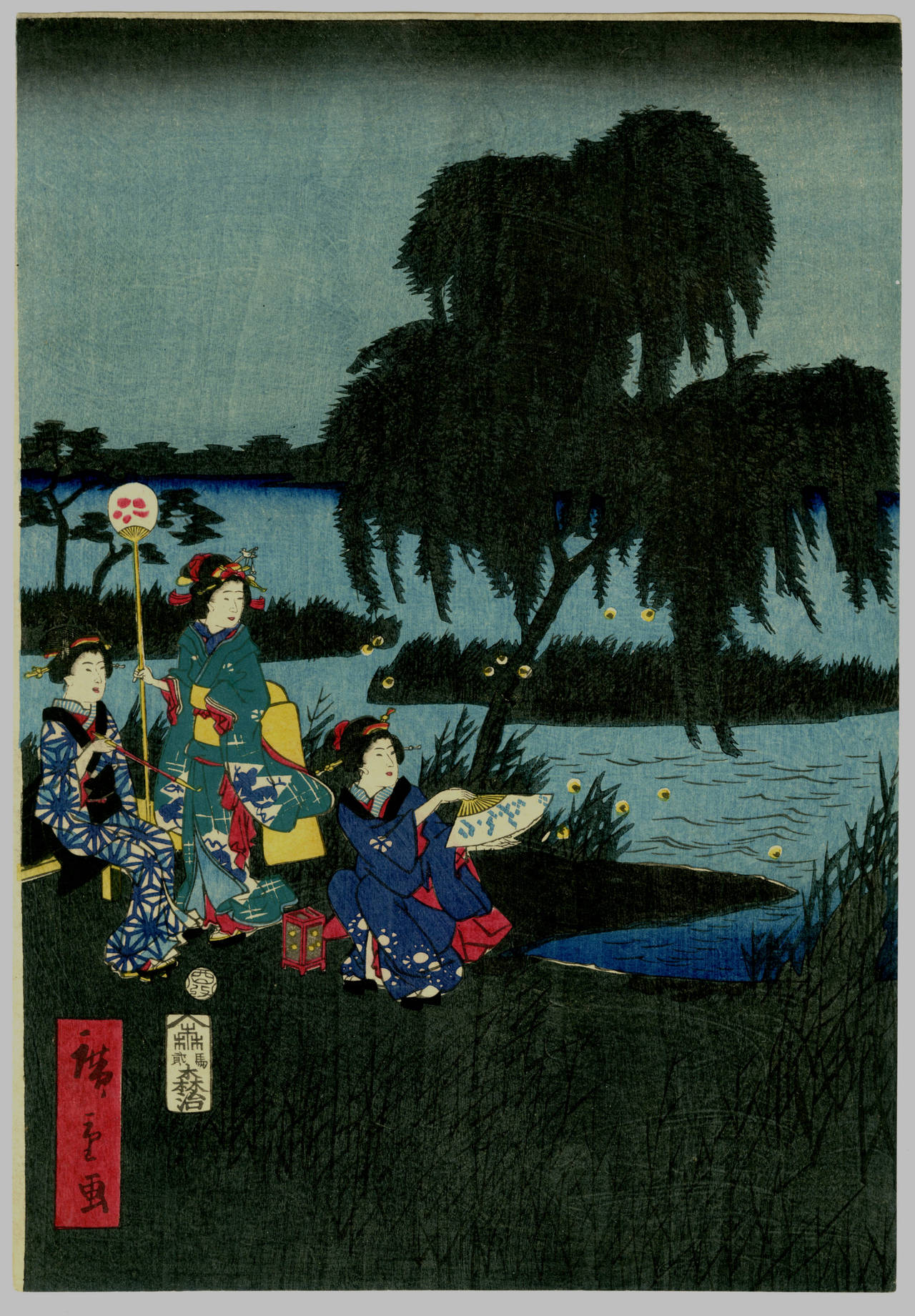 Catching Fireflies am Uji River in der Provinz Yamashiro