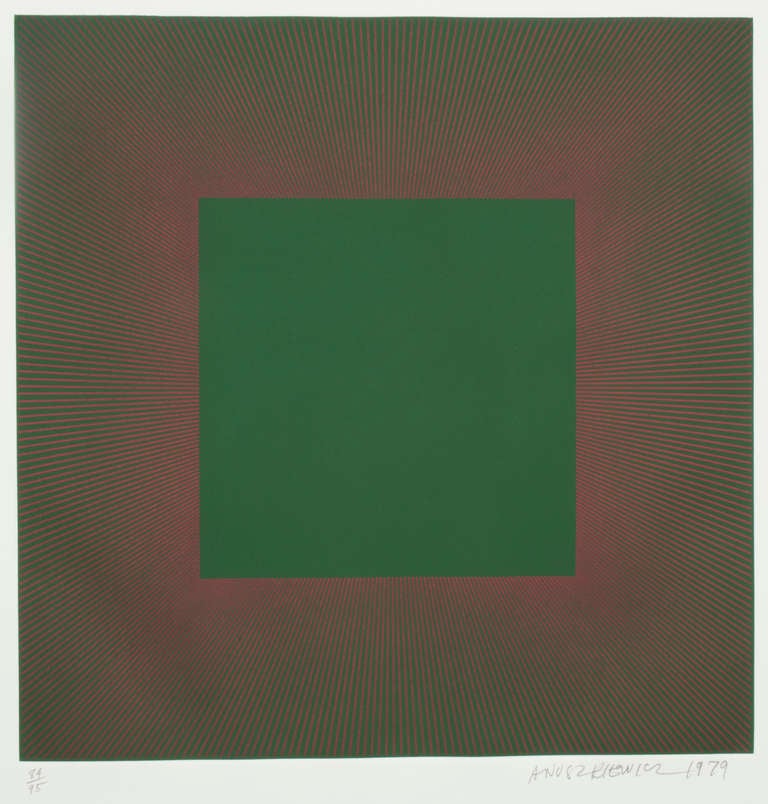 Richard Anuszkiewicz Abstract Print - Red to Green Portal