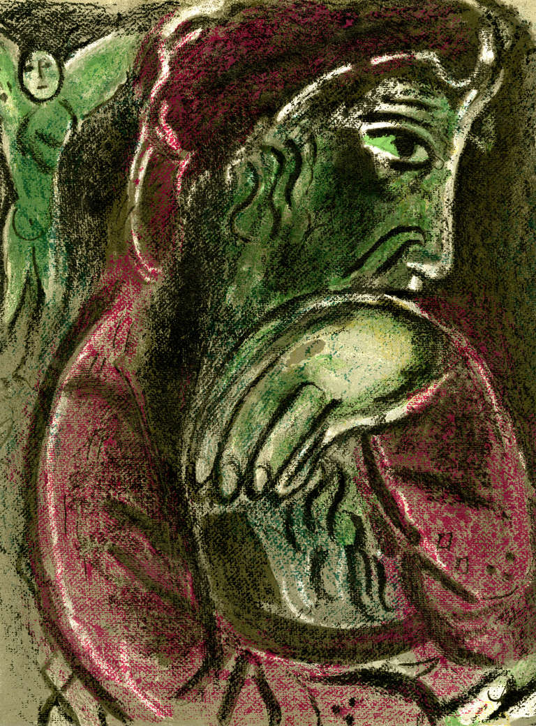 Marc Chagall Portrait Print - Job Désespéré (Job in Despair)