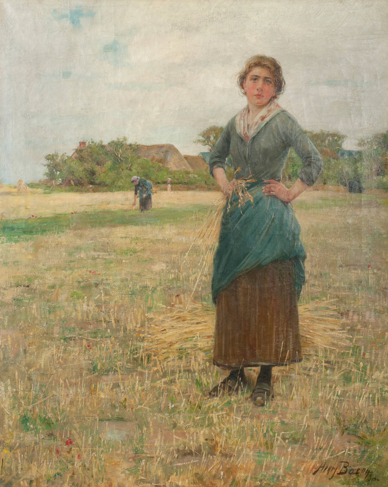 Henry Bacon Portrait Painting - Woman in a Field