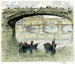Ponte Santa Trinita mit dem Ponte Vecchio, gesehen unter der Brücke, Florenz