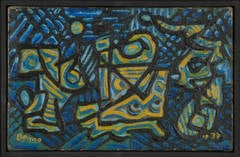 untitled (Abstraction in Blue, Gold, Green and Black)