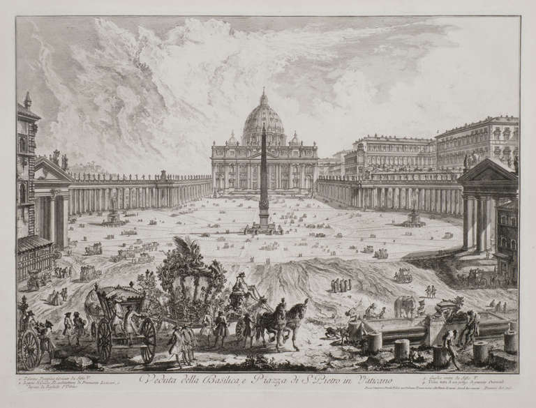 Giovanni Battista Piranesi Landscape Print - Veduta della Basilica, e Piazza de S. Pietro