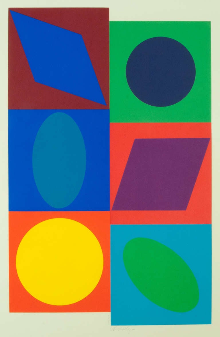 Victor Vasarely Abstract Print - Marsan II (Marsan Unites)