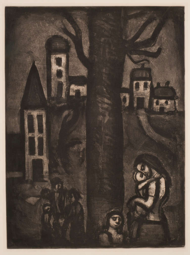 Georges Rouault Landscape Print - Au Vieux Faubourg des Longues Peines (In the District of Long Suffering)
