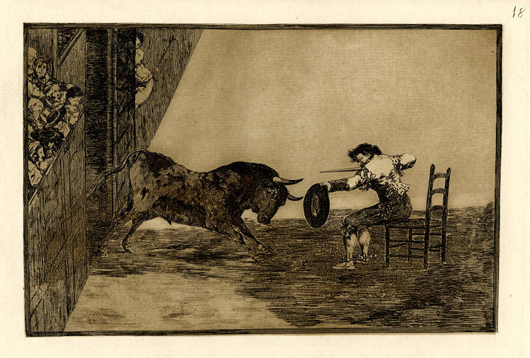 Francisco Goya Figurative Print - Temeridad de Martincho en la plaza de Zaragoza