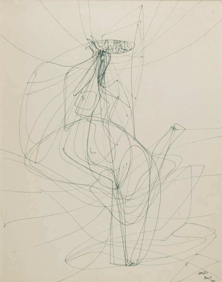 Stanley William Hayter Abstract Drawing - Untitled (Personnage)