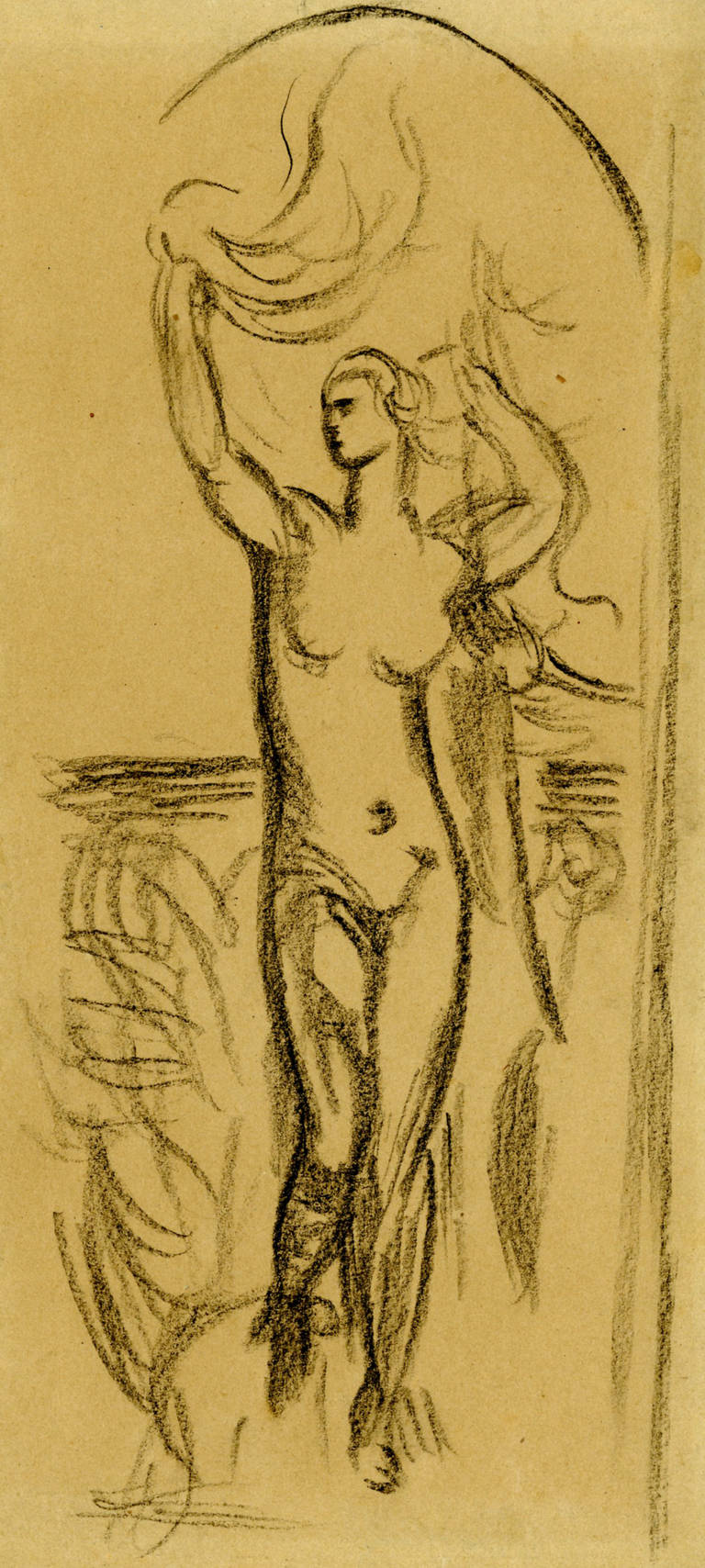 Standing Nude in Landscape - Art by Pierre Puvis de Chavannes