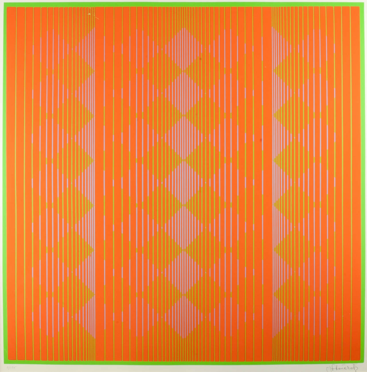 Julian Stanczak Abstract Print - Diamonds, Orange