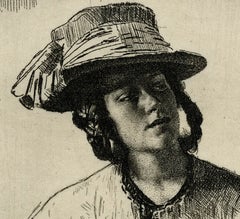 Gerald Brockhurst, Portrait of Anais the artist's wife, 1922, etching