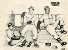 Baseball Players, Dale Mitchell, Bob Feller, Satchel Page, 1948-49, Ronald Kitaj