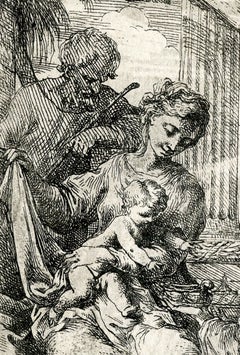 Old Master etching, Adoration of the Magi, 1650's Bartolomeo Biscaino
